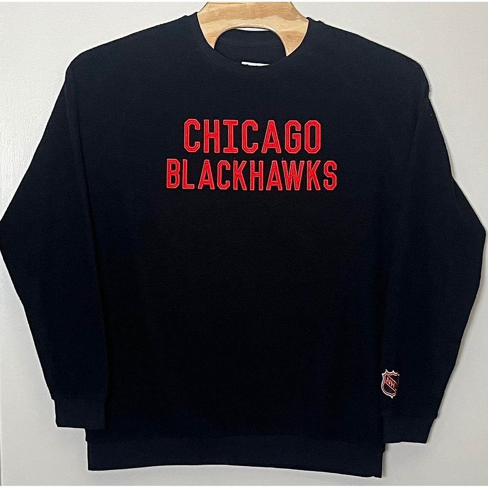 Red Jacket Chicago Blackhawks NHL Fleece Sweatshirt Mens 2XL Black Embroidered